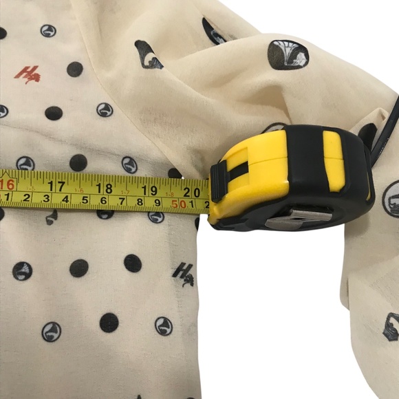 Women's Semi Sheer Polka Dot Blouse With Mock Turtleneck Light Cream/Beige Small - Picture 9 of 12